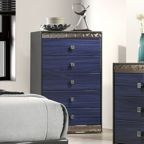 Furniture of America Hartlepool Ash Gray/Indigo Blue Glam Chest Model FM7250BL-C