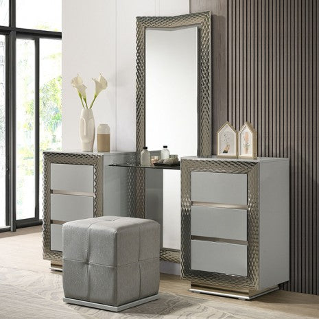 Furniture of America Ventnor Gray Glam Vanity Set Model FM7251GY-V-SET