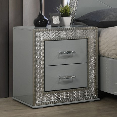 Furniture of America Cassiopeia Metallic Gray Glam Nightstand Model FM7253GY-N
