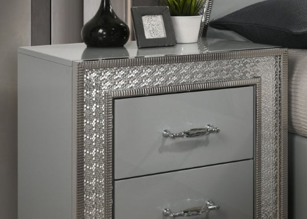 Furniture of America Cassiopeia Metallic Gray Glam Nightstand Model FM7253GY-N