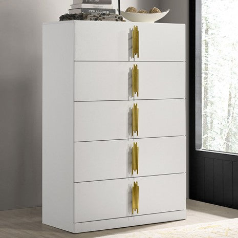 Furniture of America Basildon White/Gold Contemporary Chest Model FM7271WH-C
