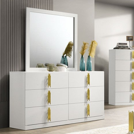 Furniture of America Basildon White/Gold Contemporary Dresser Model FM7271WH-D