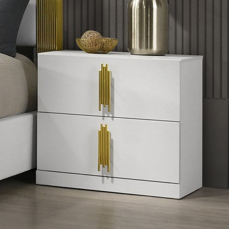 Furniture of America Basildon White/Gold Contemporary Nightstand Model FM7271WH-N