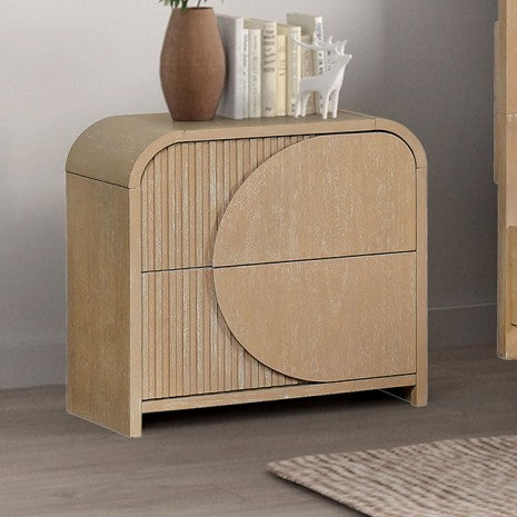 Furniture of America Tangentry Natural Modern 2 Drawer Nightstand Model FM73001NT-N