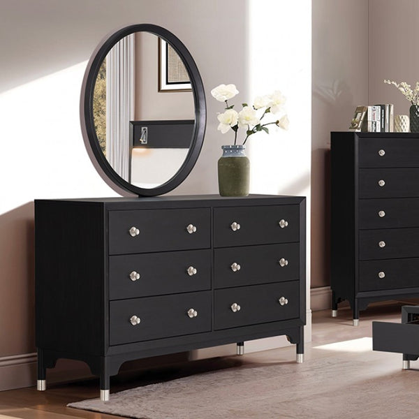 Furniture of America Torrance Black Mid-Century Modern Mirror Model FM74002BK-M