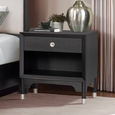 Furniture of America Torrance Black Mid-Century Modern Nightstand Model FM74002BK-N