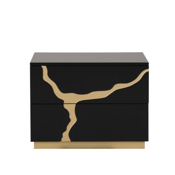 Furniture of America Goldsberg Black/Gold Contemporary Nightstand Model FM7425BK-N