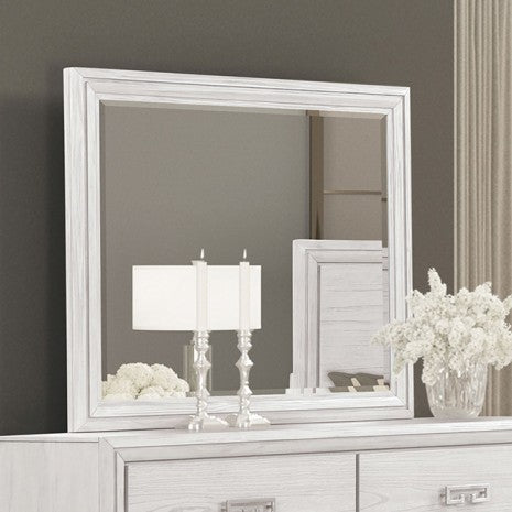Furniture of America Basilone Rustic White Transitional Mirror Model FM7440WH-M