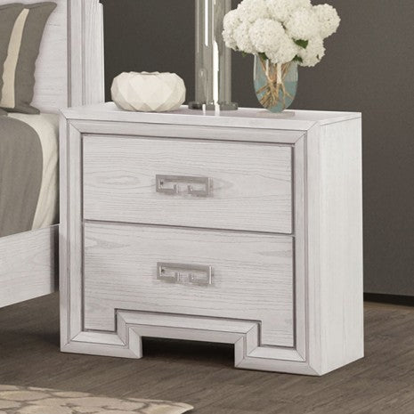 Furniture of America Basilone Rustic White Transitional Nightstand Model FM7440WH-N