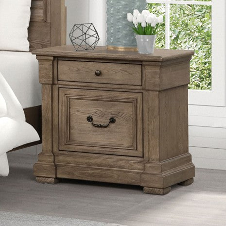 Furniture of America Sheringham Weathered Gray Transitional Nightstand Model FM7701BR-N