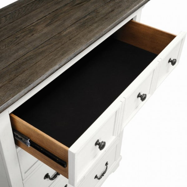 Furniture of America Hampstead White/Dark Brown Modern Farmhouse Chest Model FM79014WH-C