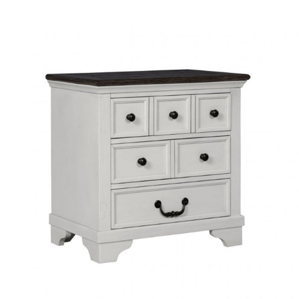 Furniture of America Hampstead White/Dark Brown Modern Farmhouse Nightstand Model FM79014WH-N