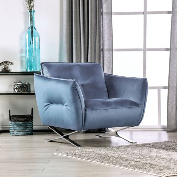 Furniture of America Civellutino Light Blue Contemporary Chair Model FM90004-CH-PK
