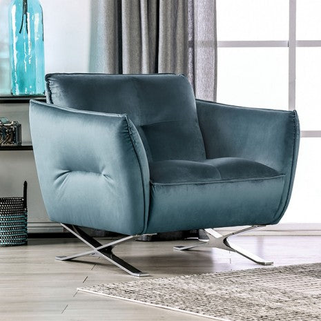 Furniture of America Civellutino Teal Contemporary Chair Model FM90004TL-CH-PK