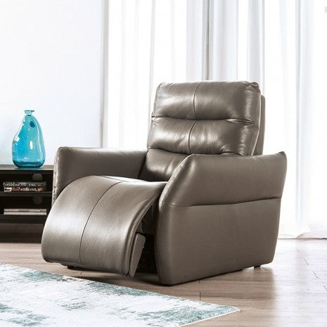 Furniture of America Granucci Engineered Wood, Real Italian Leather, Others Gray Power Recliner Model FM90007GY-CH-PM