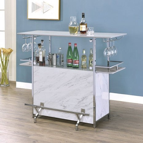 Furniture of America Rianna White/Chrome Contemporary Bar Table Model FOA-BT8343