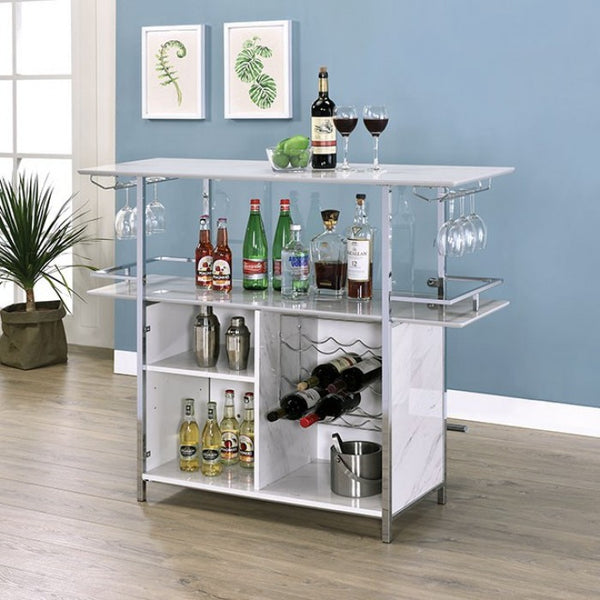 Furniture of America Rianna White/Chrome Contemporary Bar Table Model FOA-BT8343