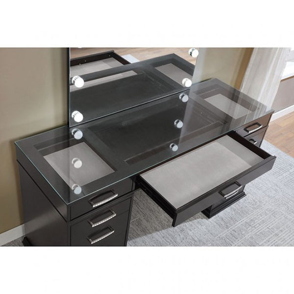Furniture of America Valentina Obsidian Gray Glam Vanity Set Model FOA-DK5682DG-PK