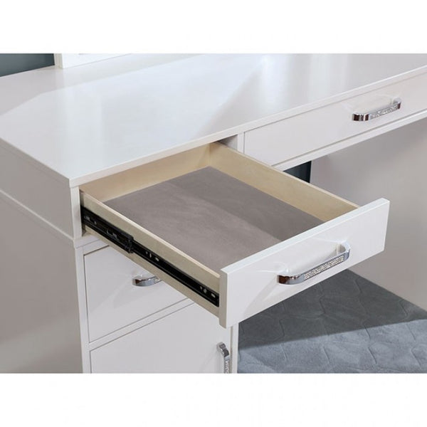 Furniture of America Yasmine Luminous White Glam Vanity Set Model FOA-DK5683WH-PK