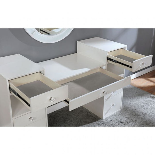 Furniture of America Yasmine Luminous White Glam Vanity Set Model FOA-DK5683WH-PK