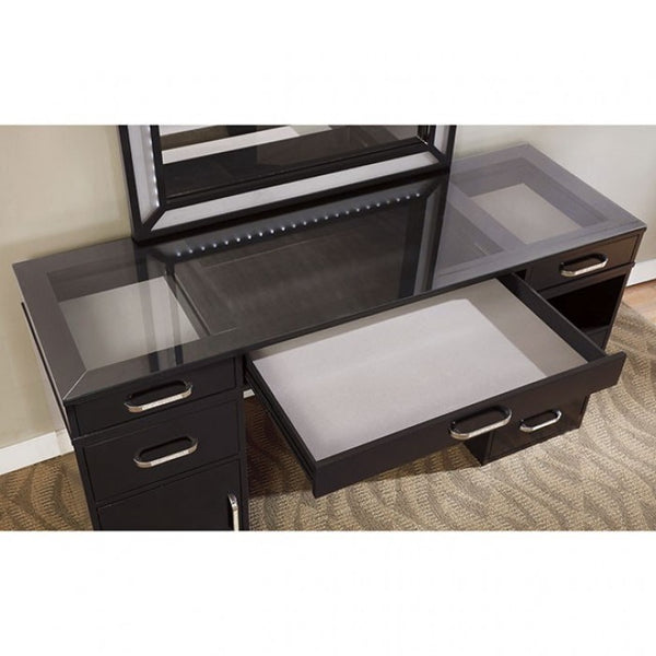 Furniture of America Vickie Obsidian Gray Glam Vanity Set Model FOA-DK5684DG-PK
