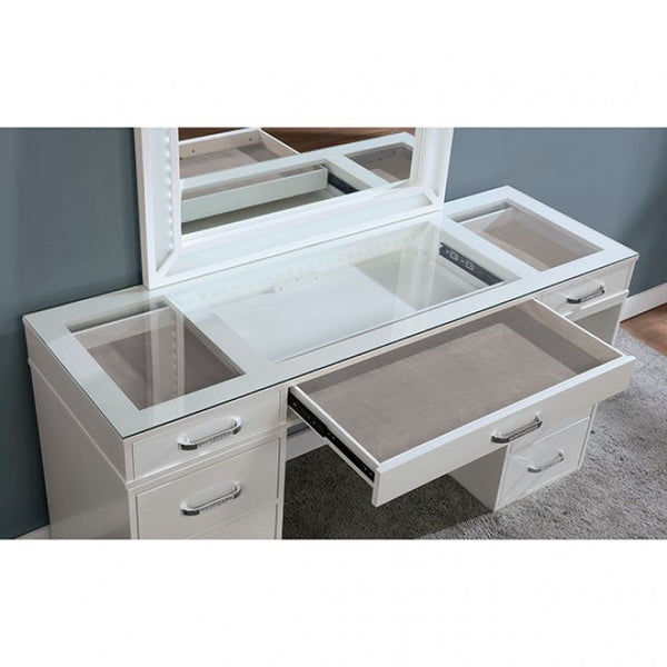 Furniture of America Vickie White Glam Vanity Set Model FOA-DK5684WH-PK