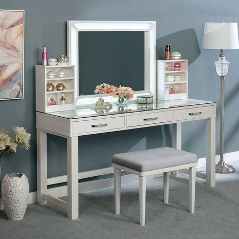 Furniture of America Stephanie Luminous White Glam Vanity Set Model FOA-DK5685WH-PK