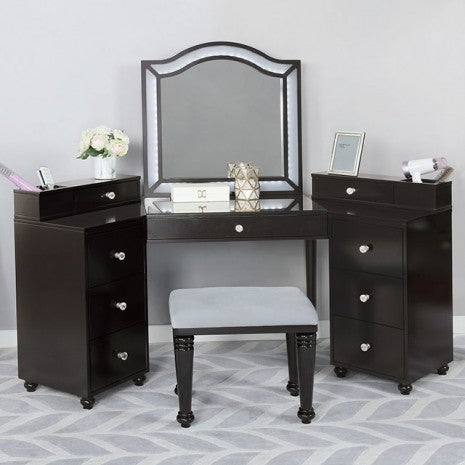 Furniture of America Tracie Obsidian Gray Glam Vanity Set Model FOA-DK5686DG-PK