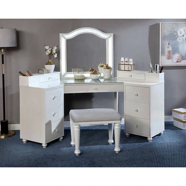 Furniture of America Tracie Luminous White Glam Vanity Set Model FOA-DK5686WH-PK