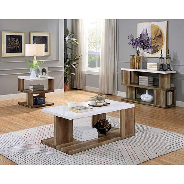 Furniture of America Majken White/Natural Tone Contemporary Sofa Table Model FOA4496S