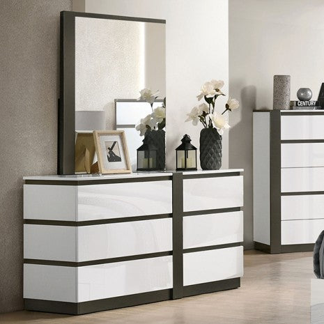 Furniture of America Birsfelden White/Metallic Gray Contemporary Dresser Model FOA7225WH-D