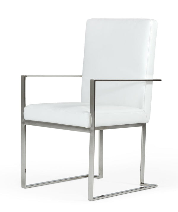 Modrest Fowler Modern White Eco Leather Dining Armchair Model VGVCB8866A-WHT