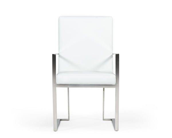 Modrest Fowler Modern White Eco Leather Dining Armchair Model VGVCB8866A-WHT