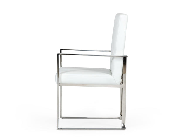 Modrest Fowler Modern White Eco Leather Dining Armchair Model VGVCB8866A-WHT