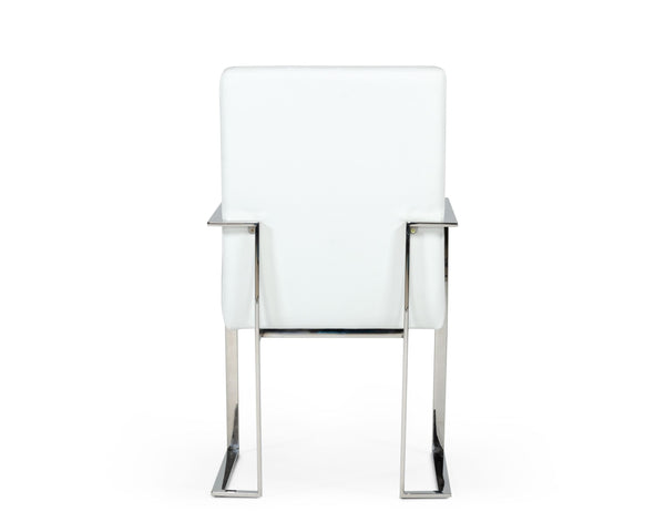 Modrest Fowler Modern White Eco Leather Dining Armchair Model VGVCB8866A-WHT