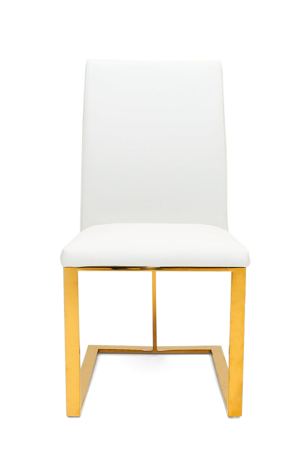 Modrest Frankie Contemporary White & Gold Dining Chair Model VGGAGA-6917CH-WHT