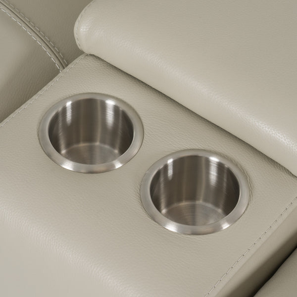 Divani Casa Frazier Modern Light Grey Leather Console Model VGKM-KM268H-LG-GRY-CON