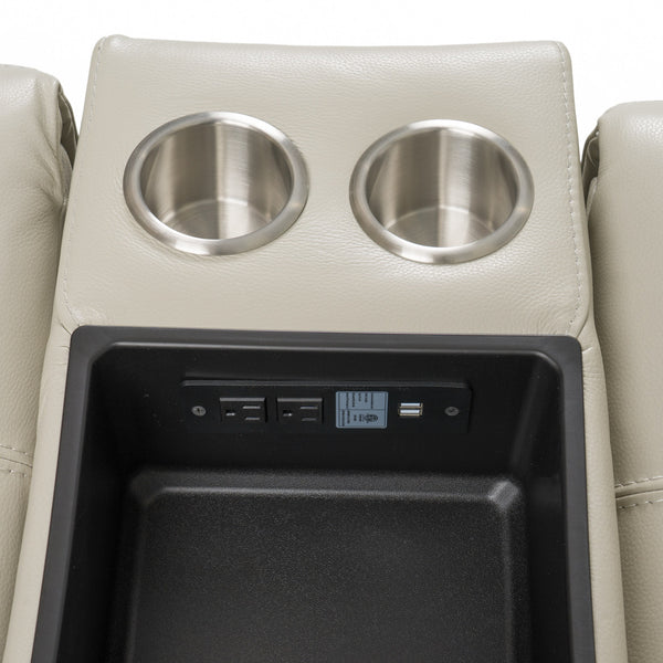 Divani Casa Frazier Modern Light Grey Leather Console Model VGKM-KM268H-LG-GRY-CON