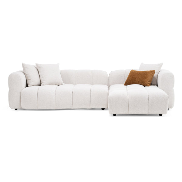 Freya Modern Beige Fabric Sectional w/ Console