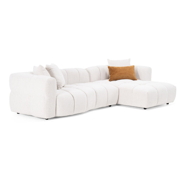 Freya Modern Beige Fabric Sectional w/ Console