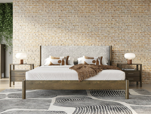 Modrest Carolina Modern Grey Fabric & Wenge Bed Model VGMA-BR-167-BED-WNG