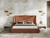 Eastern King Lamod Roma & Lago Modern Burnt Orange Velvet & Faux Travertine Bed With Nightstands Set Model VGAC-ROMALAGO-3PC-SET-EK