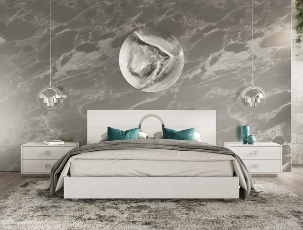 A&X Ovidius Modern White Crocodile Lacquer Bed Model VGUNAW223-180