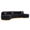 Divani Casa Frontier Glam Black Fabric Curved Sectional Sofa With Grey Pillows Model VGOD-ZW-943-BLK