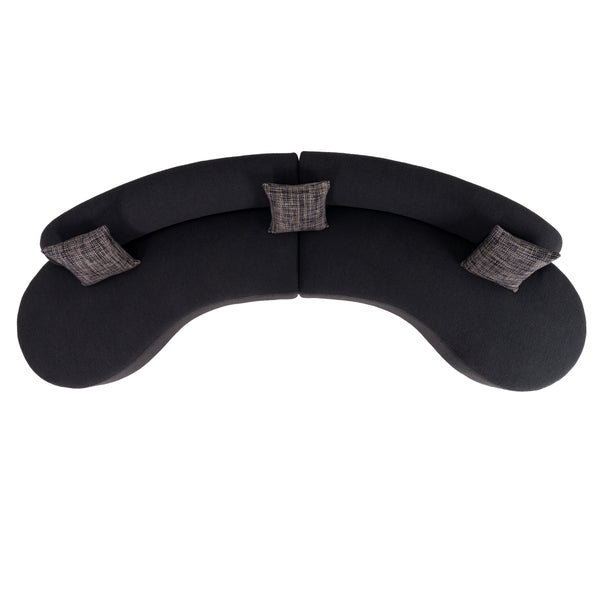 Divani Casa Frontier Glam Black Fabric Curved Sectional Sofa With Grey Pillows Model VGOD-ZW-943-BLK