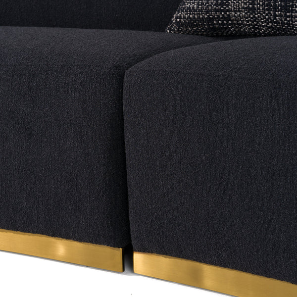 Divani Casa Frontier Glam Black Fabric Curved Sectional Sofa With Grey Pillows Model VGOD-ZW-943-BLK