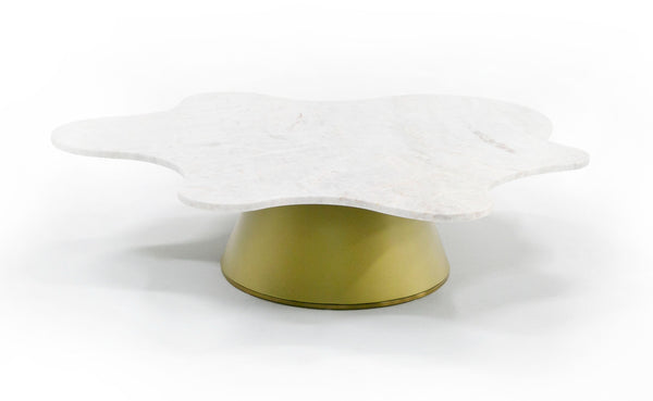 Modrest Gabbro Low Glam White Marble And Gold Coffee Table Model VGODLZ-220C-L
