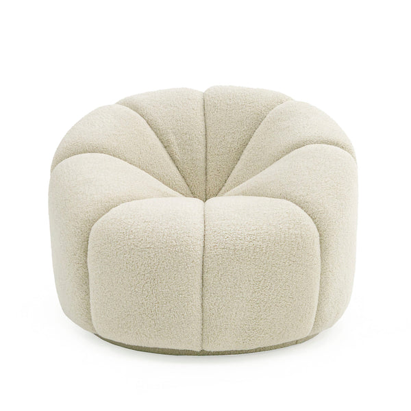 Divani Casa Gadson Contemporary White Sherpa Swivel Chair Accent Chair Model VGODZW-20094-WHT-CH