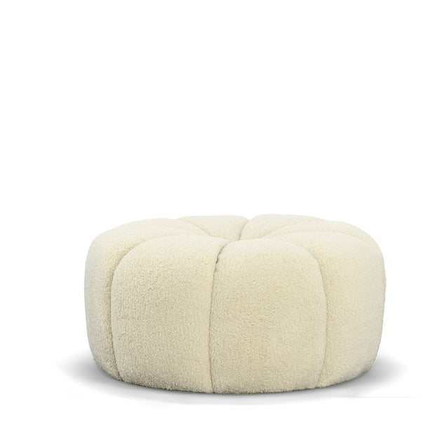 Divani Casa Gadson Contemporary White Sherpa Ottoman Model VGODZW-20094-WHT-OTT
