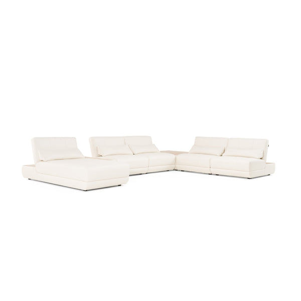 Divani Casa Garfield Modern Off White Leather 7 Piece Modular Sectional Model VGKK-KF.7120-SET-OFFW
